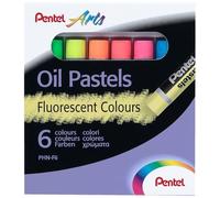 Pentel Fluorescent Oil Pastels Set of 6 Assorted Colours, PHN-F6