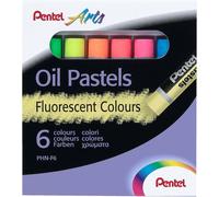 Pentel Fluorescent Oil Pastels Set of 6 Assorted Colours, PHN-F6