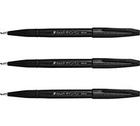 Pentel Fude Touch Sign Pen Black Felt Pen Like Brush Stroke (SES15C-A) 3 Set