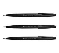Pentel Fude Touch Sign Pen Black Felt Pen Like Brush Stroke (SES15C-A) 3 Set
