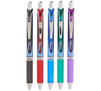 Pentel Gel Ink Pen, Retractable, 0.5mm, Metal Tip, Assorted Ink Colors, Pack of 5 (BLN75BP5M)