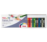 Pentel GmbH PTS15 Fabric Crayons Pack of 15 Plastic Case