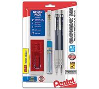 Pentel GraphGear 500 Automatic Pencil Kit, 0.7mm, Refill Leads, Block Eraser 2 Pack (PG527LEBP2)