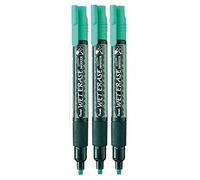 Pentel Green Wet Erase Chalk Marker Pens Metal Glass Plastic Stone Blackboard Chalkboard 4mm Chisel Nib With 1.5mm - 4mm Line Width SMW26-DO (Pack Of 3)