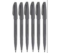 Pentel Grey Original Sign Pen S520 Fibre Tip Marker Pens Colour Fineliner 2mm Nib 1mm Line Width (Pack Of 6)