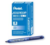 Pentel Handy-line S Retractable and Refillable Permanent Marker Chisel Tip Blue Barrel Blue Ink Box of 12 (NXS15-C)