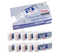 Pentel Hi-Polymer Block Eraser, Large, White, Pack of 10 ZEH-10 Erasers (ZEH10PC10)