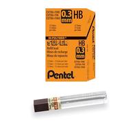 Pentel Hi-Polymer Lead Refills, HB, 0.3 mm - (Pack of 12 Tubes, 12 Leads per Tube),Gray