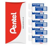 Pentel Hi-Polymer Plastic Rubbers Erasers - White - ZEH10 - Pack of 10 in Pillow Packaging