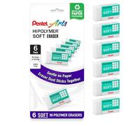 Pentel Hi-Polymer Soft Eraser, Pack of 6 (ZES08PF6)