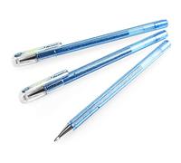 Pentel Hybrid - Dual Metallic - Liquid Gel Rollerball Pen - K110 - Blue Grey/Metallic Blue and Silver - Pack of 3