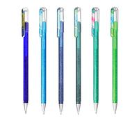 Pentel Hybrid - Dual Metallic - Liquid Gel Rollerball Pens - K110 - Cool Tones Set - Pack of 6