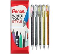 Pentel Hybrid - Dual Metallic - Liquid Gel Rollerball Pens - K110 - Metallic Set - Pack of 5 in Envelope Gift Packaging