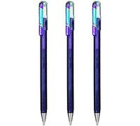 Pentel Hybrid - Dual Metallic - Liquid Gel Rollerball Pens - K110 - Violet & Metallic Blue Ink - Pack of 3