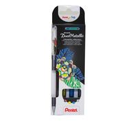 Pentel Hybrid Dual Metallic wallet, 4 Gel pens, Black, Blue, Gold & Silver (1 of each)