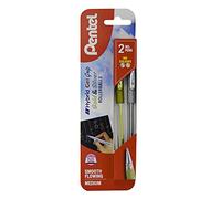 Pentel Hybrid Gel Grip Metallic Rollerball, Gold & Silver, 1 Blister card with 2 pens, XK118/2-XZ