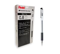 Pentel Hybrid Gel Grip Rollerball Pen 0.6mm Tip 0.3mm Line Black Ref K116-AE [Pack of 12]