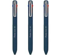 Pentel iZee 4 Colour Ballpoint Pen - Deep Blue Barrel - Multi Ink - Black, Blue, Red & Green Ink - Pack of 3