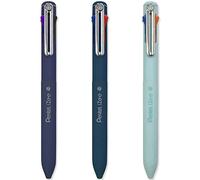 Pentel iZee 4 Colour Ballpoint Pen - Deep Blue, Deep Violet & Sky Blue Barrels - Multi Ink - Pack of 3