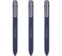 Pentel iZee 4 Colour Ballpoint Pen - Deep Violet Barrel - Multi Ink - Black, Violet, Blue & Green Ink - Pack of 3