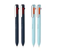 Pentel iZee 4 in 1 Color 1.0mm Ballpoint Pen Combo | Attractive Honeycomb Finger Grip with Smooth Flowing, Oil Base Ink | Dark Blue Barrel & Light Blue Barrel | Multicolour Ink, Pack of 4