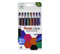 Pentel Ballpoint Pen iZee - 1.0mm Tip, 0.5mm Line - Assorted 8pc Wallet