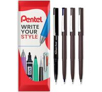 Pentel JM20 Stylo Disposable Fountain Pen - Black, Grey, Sepia & Navy Blue Ink - Pack of 4 in Envelope Gift Packaging