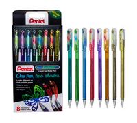 Pentel K110 Hybrid DualMetallic Gel Roller Pens, Fantasy Colours with 2 Glitters (Pack of 8)
