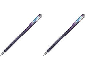 Pentel K110 Hybrid DualMetallic Gel Rollerball, 1.0mm Tip, Violet/Metallic Blue (Single Pen) (Pack of 2)