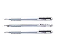 Pentel K118 Hybrid Gel Grip Ink Rollerball Pens 0.8 mm Tip Metallic Silver (Pack of 3)