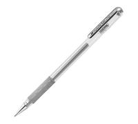 Pentel 0.8mm Tip Hybrid Gel Metallic Ink Pen with Comfortable Finger Grip - Silver