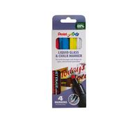 Pentel Wet Erase Chalk Marker Medium Tip - Assorted Colours (Pack of 4 - Yellow, Red, Blue, White)