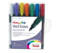 Pentel SMW26/7 Wet Erase Chalk Marker Medium Tip - Assorted Colours, Pack of 7