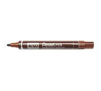 PENTEL Permanent Marker Pens N50 Bullet Tip 2 mm Pack of 6 Brown