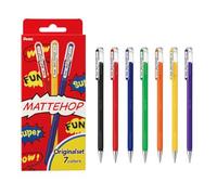 Pentel Mattehop 1.0mm Gel Roller 7pc Wallet - Original Colours