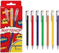 Pentel Mattehop 1.0mm Gel Roller 7pc Wallet - Original Colours