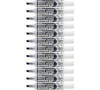Pentel Maxiflo Dry Wipe Chisel Tip Marker - Black (Pack of 12), MWL6-AO