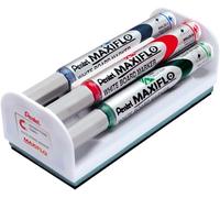 Pentel MaxiFlo Fine Bullet Tip Whiteboard Marker - Assorted (Wallet of 4) MWL5S