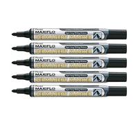 PENTEL MAXIFLO NLF50 Permanent Marker Pens Conical Tip 2 mm Black Pack of 5