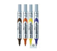 Pentel Maxiflo Whiteboard Fine Bullet Marker Set of 4 Brown/Orange/Yellow/Violet