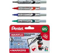 Pentel Maxiflo Whiteboard Marker Fine Bullet Tip (Assorted Pack of 4)