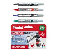 Pentel Maxiflo Whiteboard Marker Fine Bullet Tip (Assorted Pack of 4)