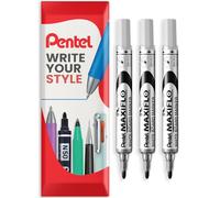 Pentel Maxiflo Whiteboard Marker Pen - Fine Bullet Tip - Black Ink - MWL5S - Pack of 3 in Envelope Gift Packaging