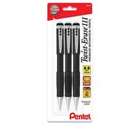 Pentel Mechanical Pencil 0.9 mm Twist Erase III, Twist Up Eraser, Pre-Loaded Super Hi-Polymer HB Lead, Black Barrel, 3-Pack