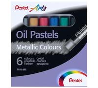Pentel Metallic Oil Pastels Set of 6 Assorted Colours, PHN-M6