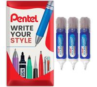 Pentel Micro Correct - White Correction Fluid - ZL31-12ml Tubes - In Envelope Gift Packaging - Pack of 3
