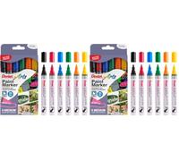 Pentel MMP10 Paint Marker Wallet, Medium 4.5mm Bullet Tip, Standard Colours (6 Marker Pens) (Pack of 2)