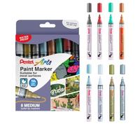Pentel MMP10 Paint Markers, Medium 4.5mm Bullet Tip, Metallic Colours (8 Marker Pens)