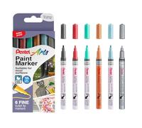 Pentel MSP10 Paint Marker Wallet, Fine Bullet Tip, Metallic Colours (6 Marker Pens)