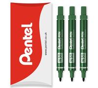 Pentel N50 Fine Permanent Marker - 4.3mm Bullet Tip - Multi Surface Use - Cardboard, Metal, Wood, Plastic & Glass Marker Pens - In Pillow Packaging - Pack of 3 (Green)